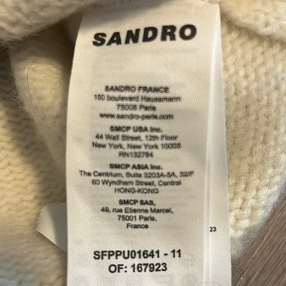 Sandro Cream and Navy Floral Intarsia Sweater - Picture 11 of 13
